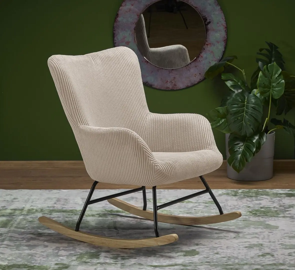 Fotoliu balansoar Halmar Belmiro (Cream/Natural Oak/Black)