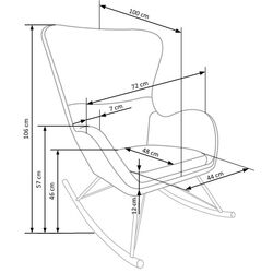 Кресло-качалка Halmar Liberto 2 (Cream/Black/Natural) Thumb