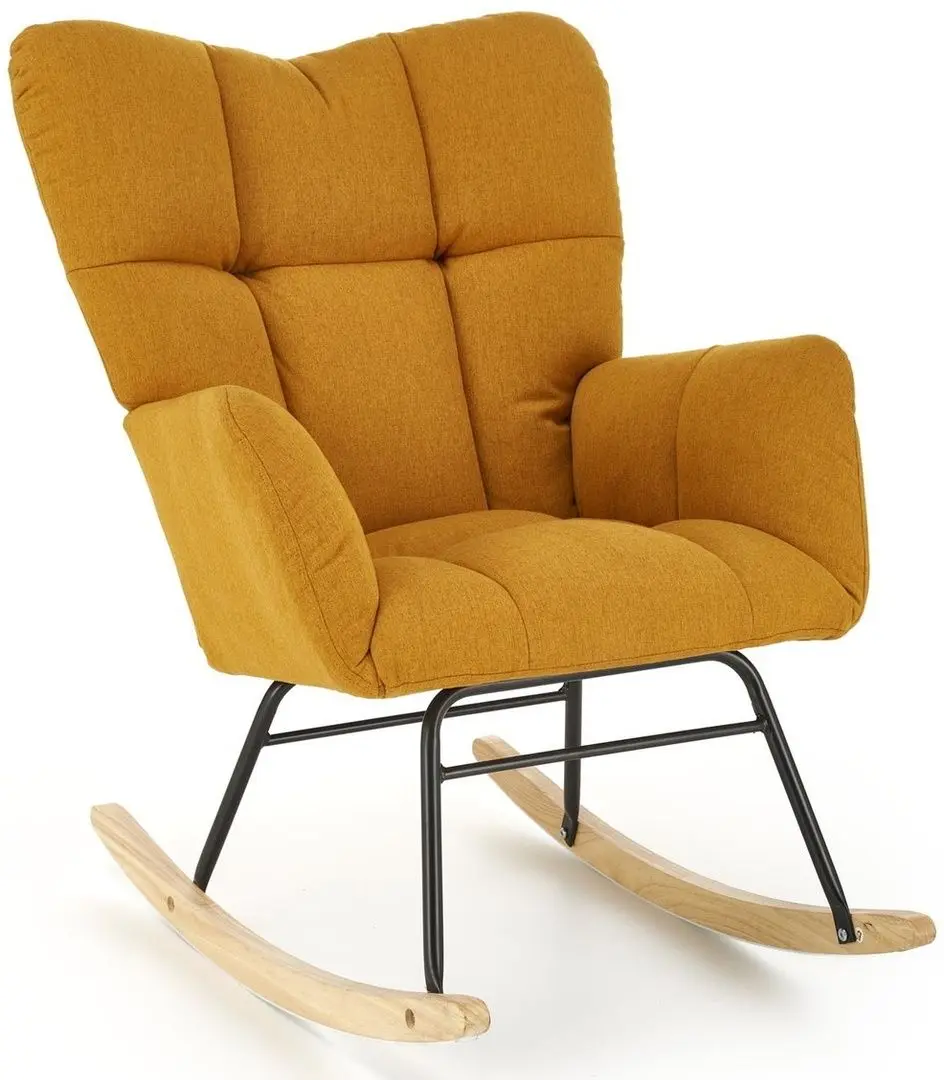 Fotoliu balansoar Halmar Vasco (Mustard/Natural Oak/Black)