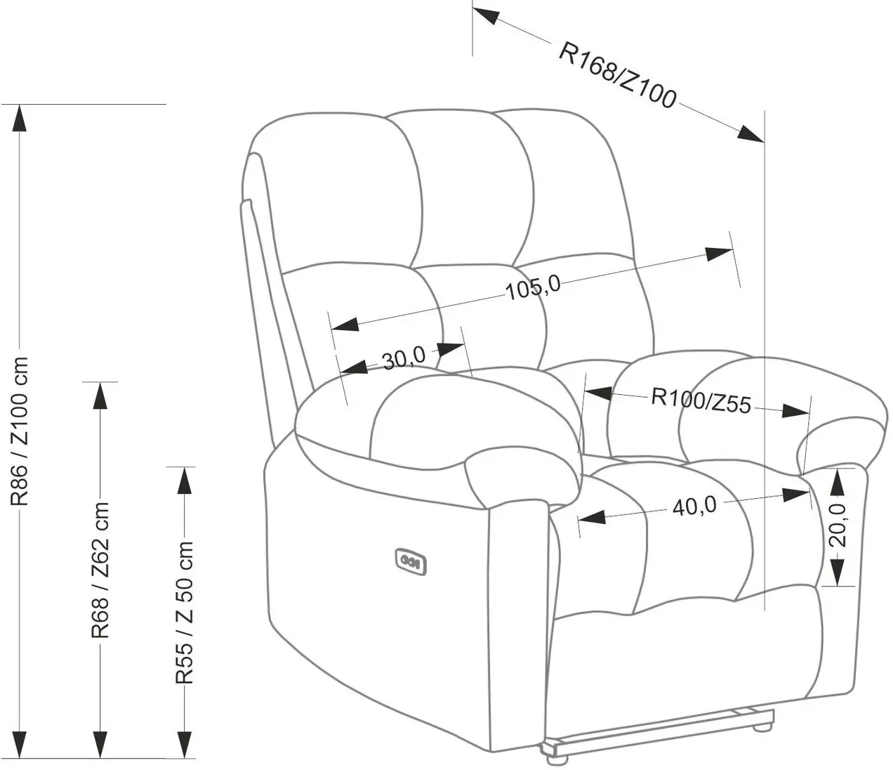 Fotoliu-recliner Halmar Amore (Grey) - 12