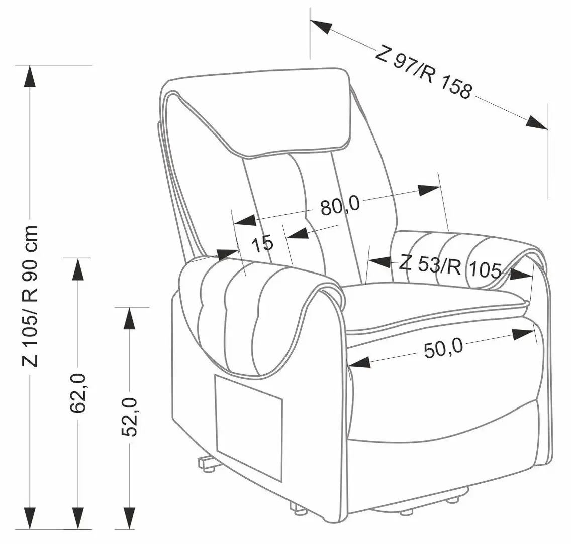 Fotoliu-recliner Halmar Horton (Grey)