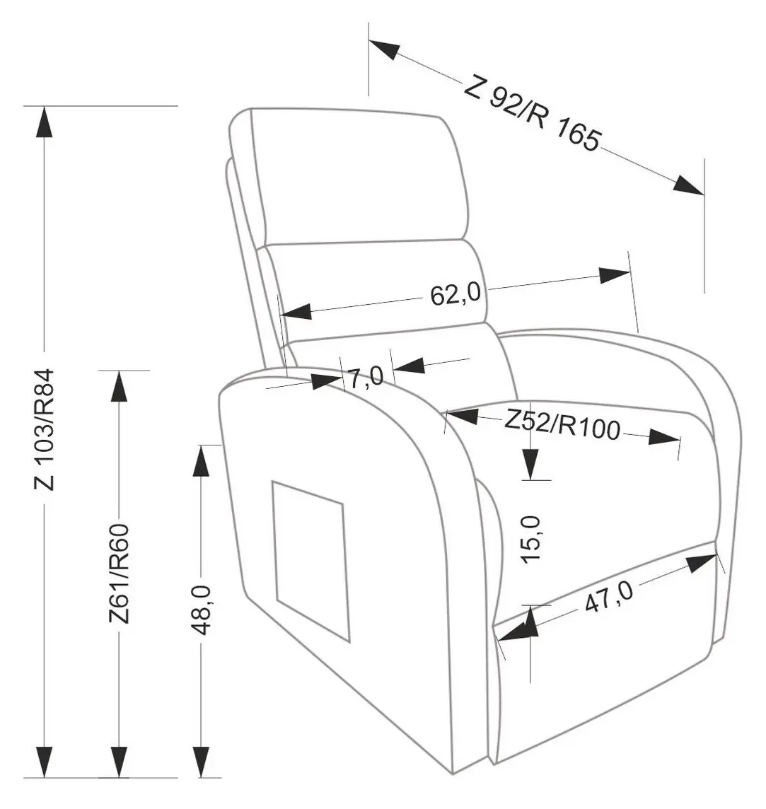 Fotoliu-recliner Halmar Maroni (Grey)