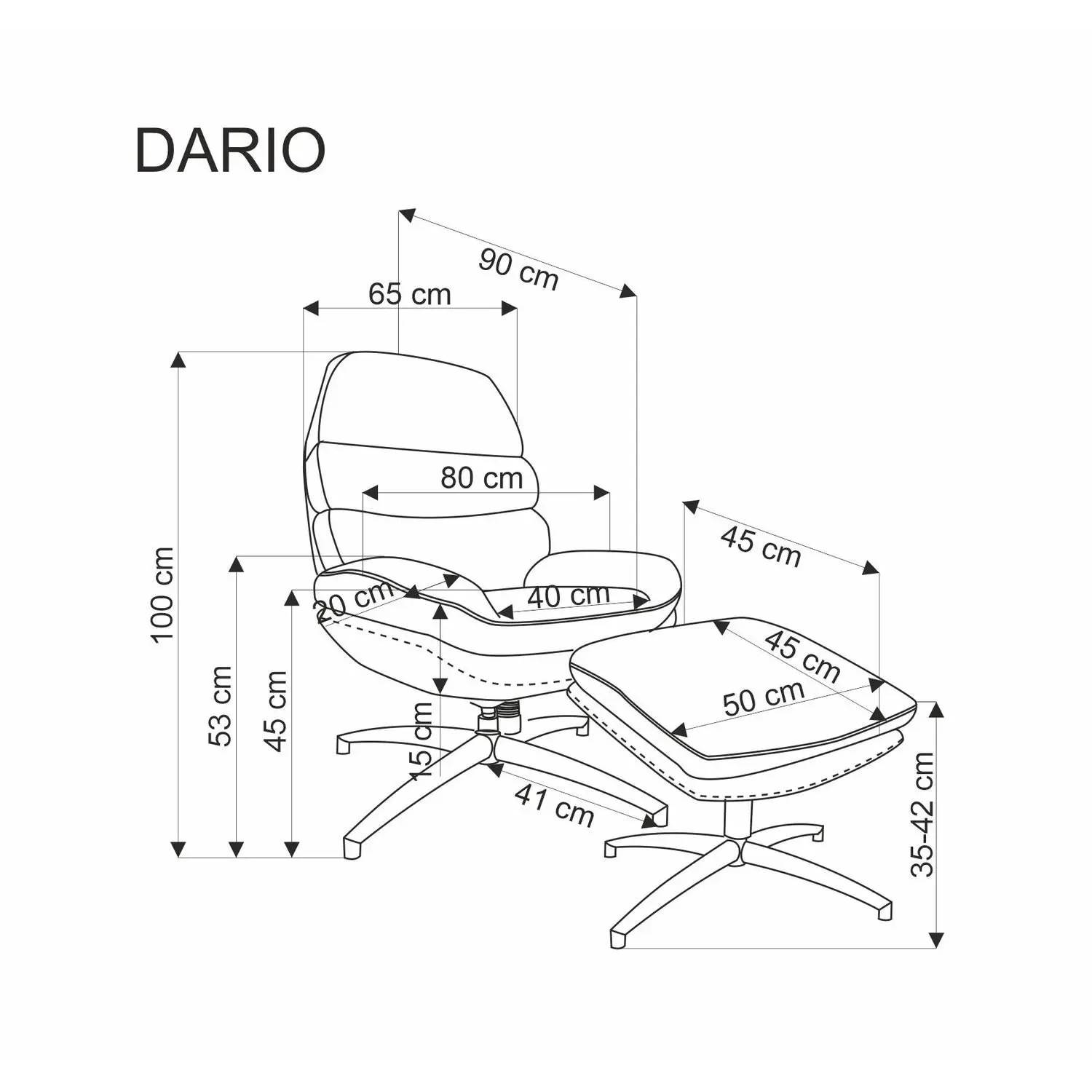 Кресло с оттоманкой Halmar Dario (Beige) - 16
