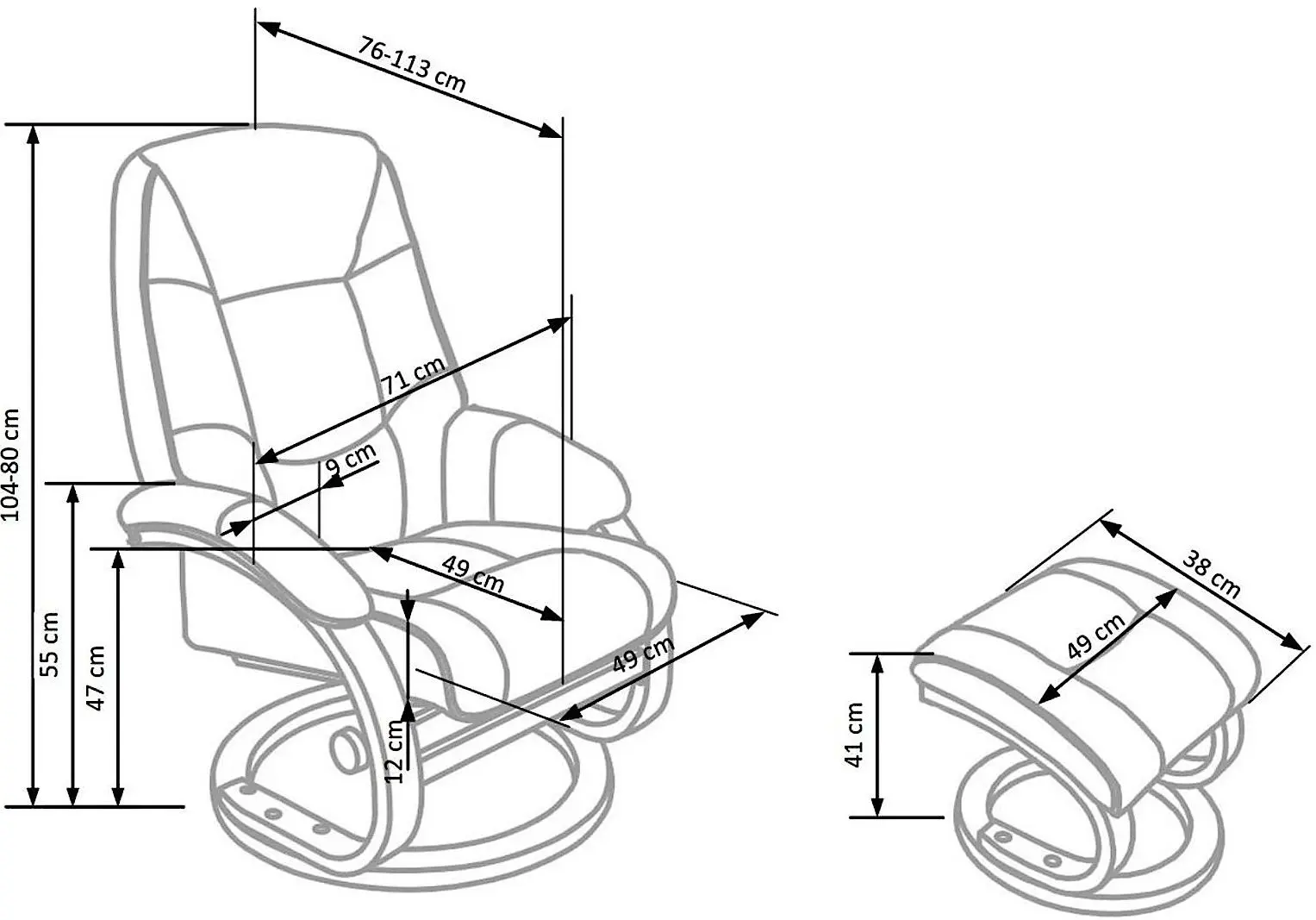 Fotoliu cu suport pentru picioare Halmar Matador (Black)