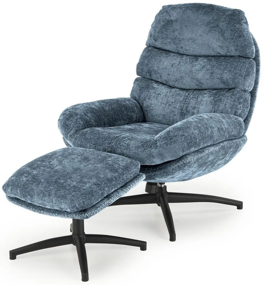 Кресло с пуфом Halmar Dario (Blue/Black)