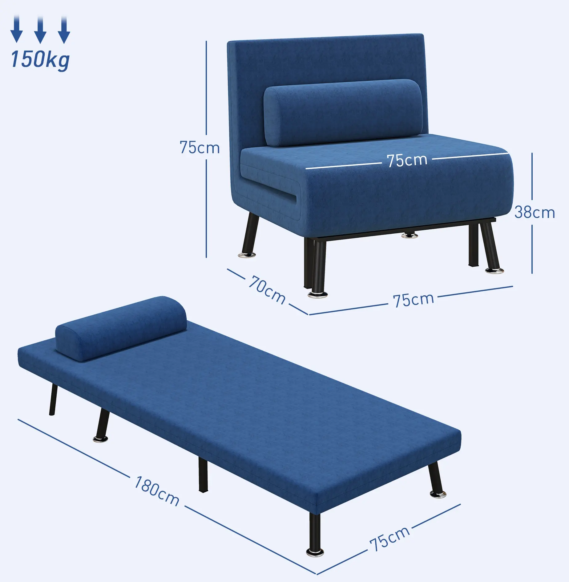 Fotoliu Homcom 833-066V00DB (Blue) - 9