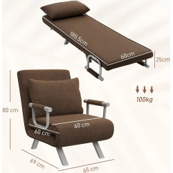 Fotoliu Homcom 833-068 (Brown/Grey) Thumb