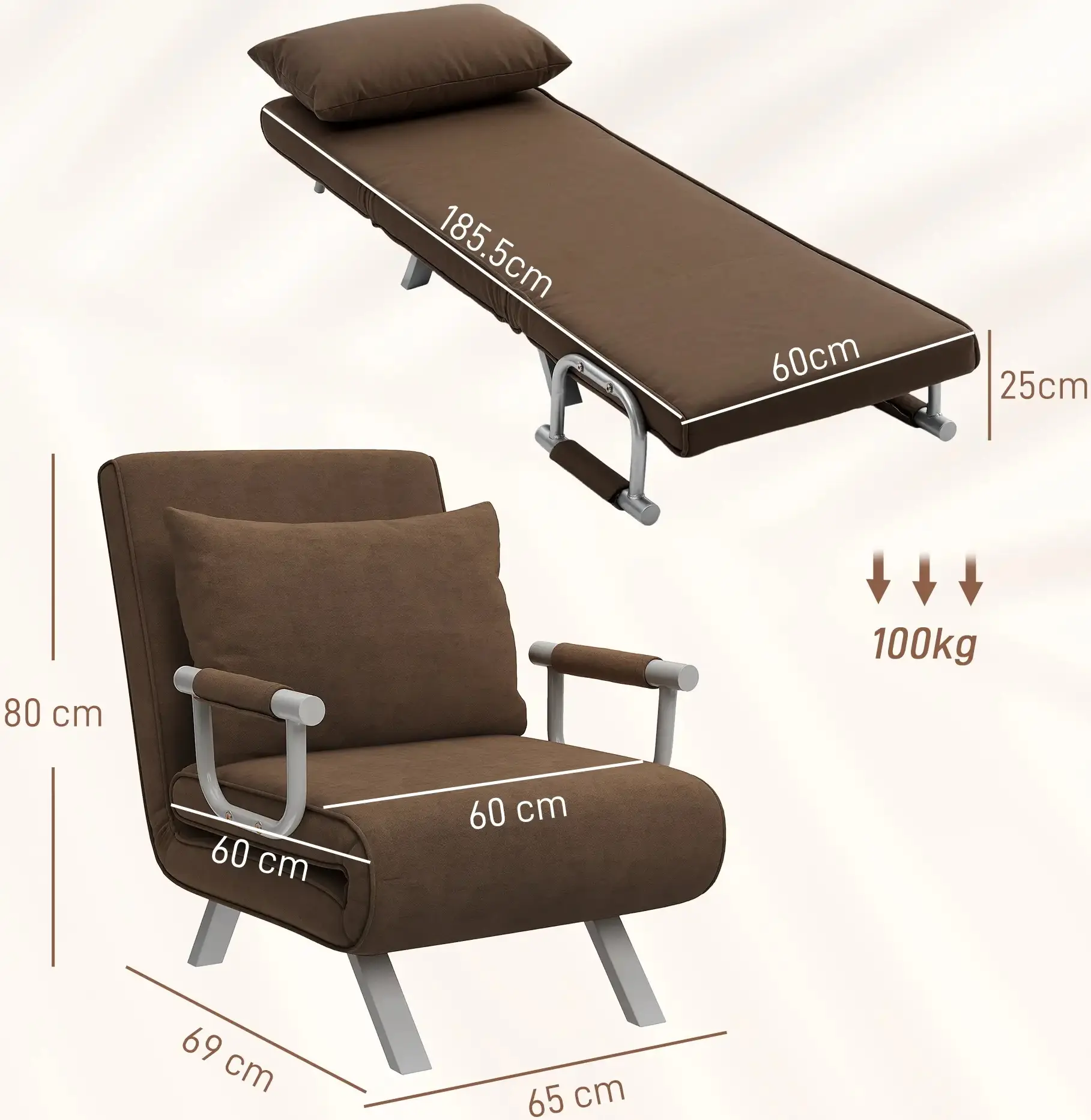 Fotoliu Homcom 833-068 (Brown/Grey) - 9