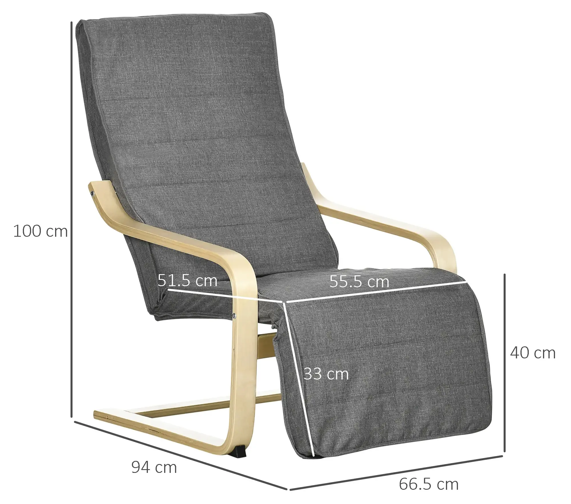 Fotoliu Homcom 833-132V00GY (Grey) - 8