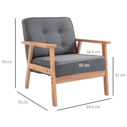 Fotoliu Homcom 833-664 (Grey/Natural) Thumb