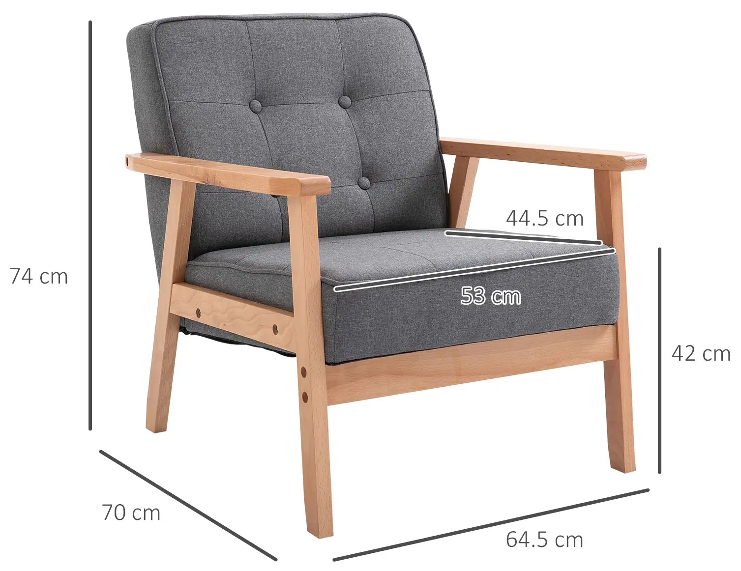 Fotoliu Homcom 833-664 (Grey/Natural) - 9