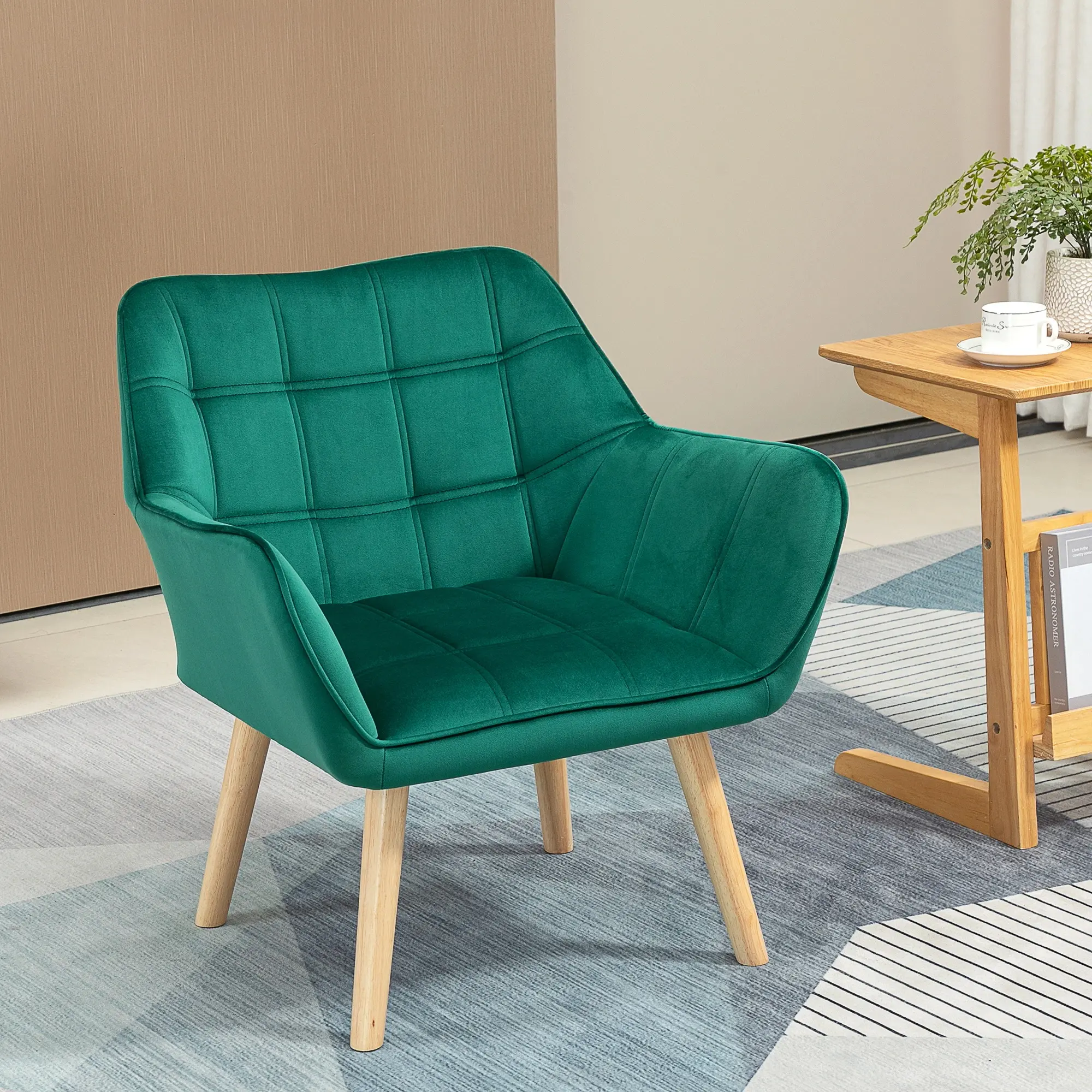 Fotoliu Homcom 833-799V00GN (Green/Natural Wood) - 3
