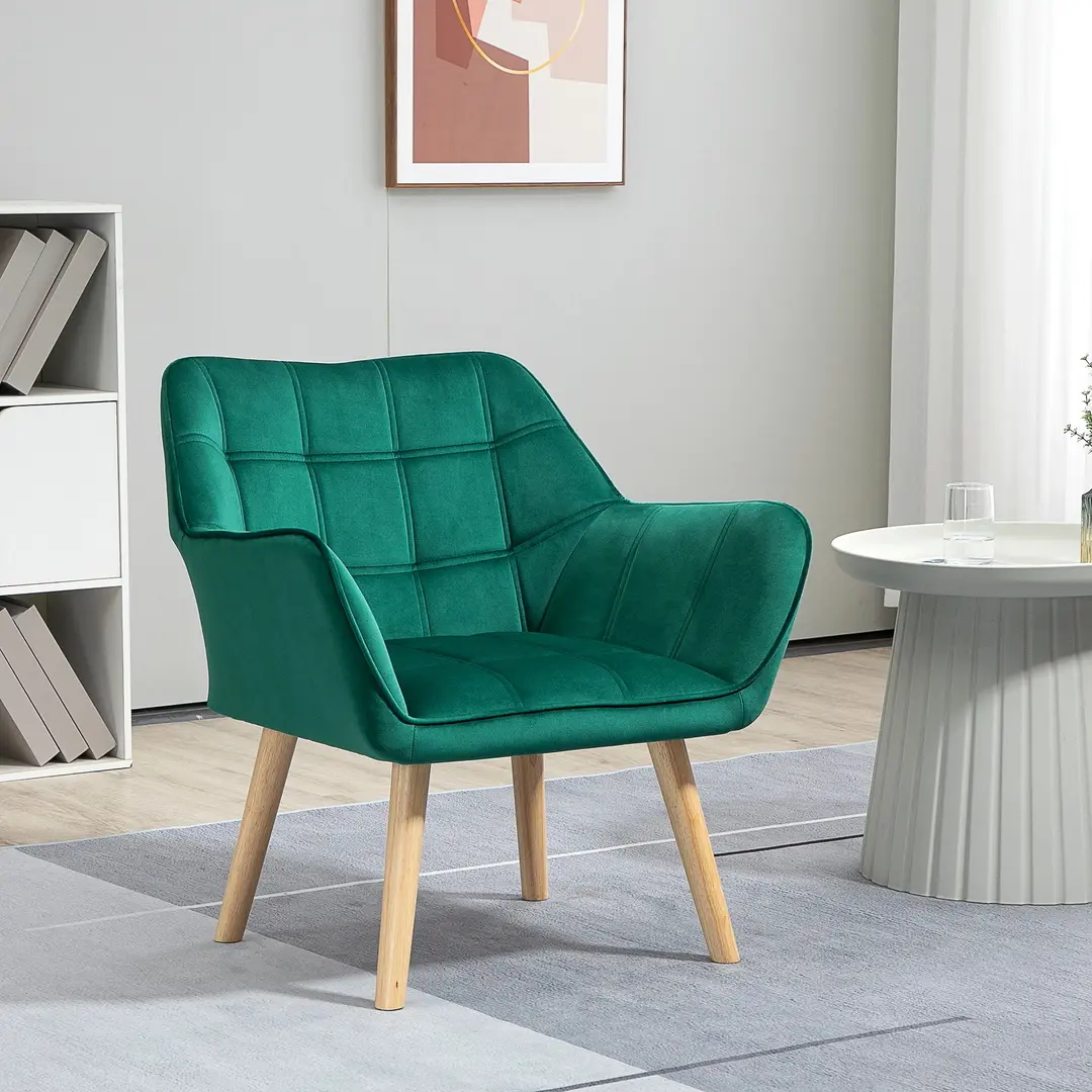 Fotoliu Homcom 833-799V00GN (Green/Natural Wood)