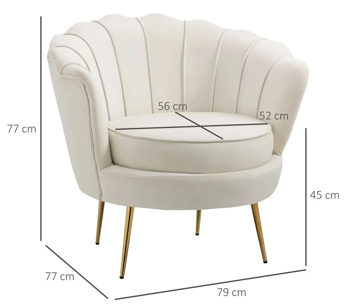 Fotoliu Homcom 833-961WT 79x77 cm (Cream/Gold)