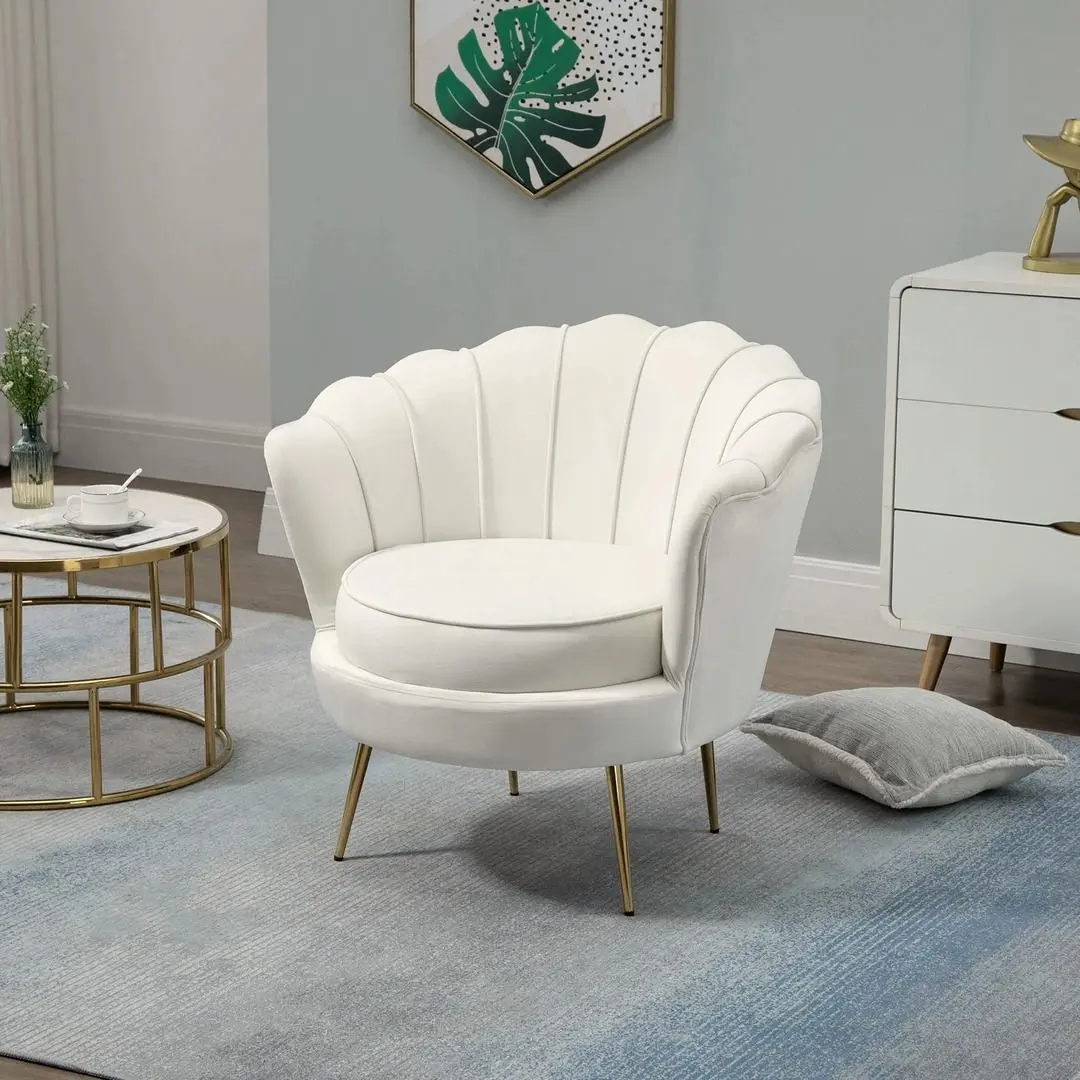 Fotoliu Homcom 833-961WT 79x77 cm (Cream/Gold)