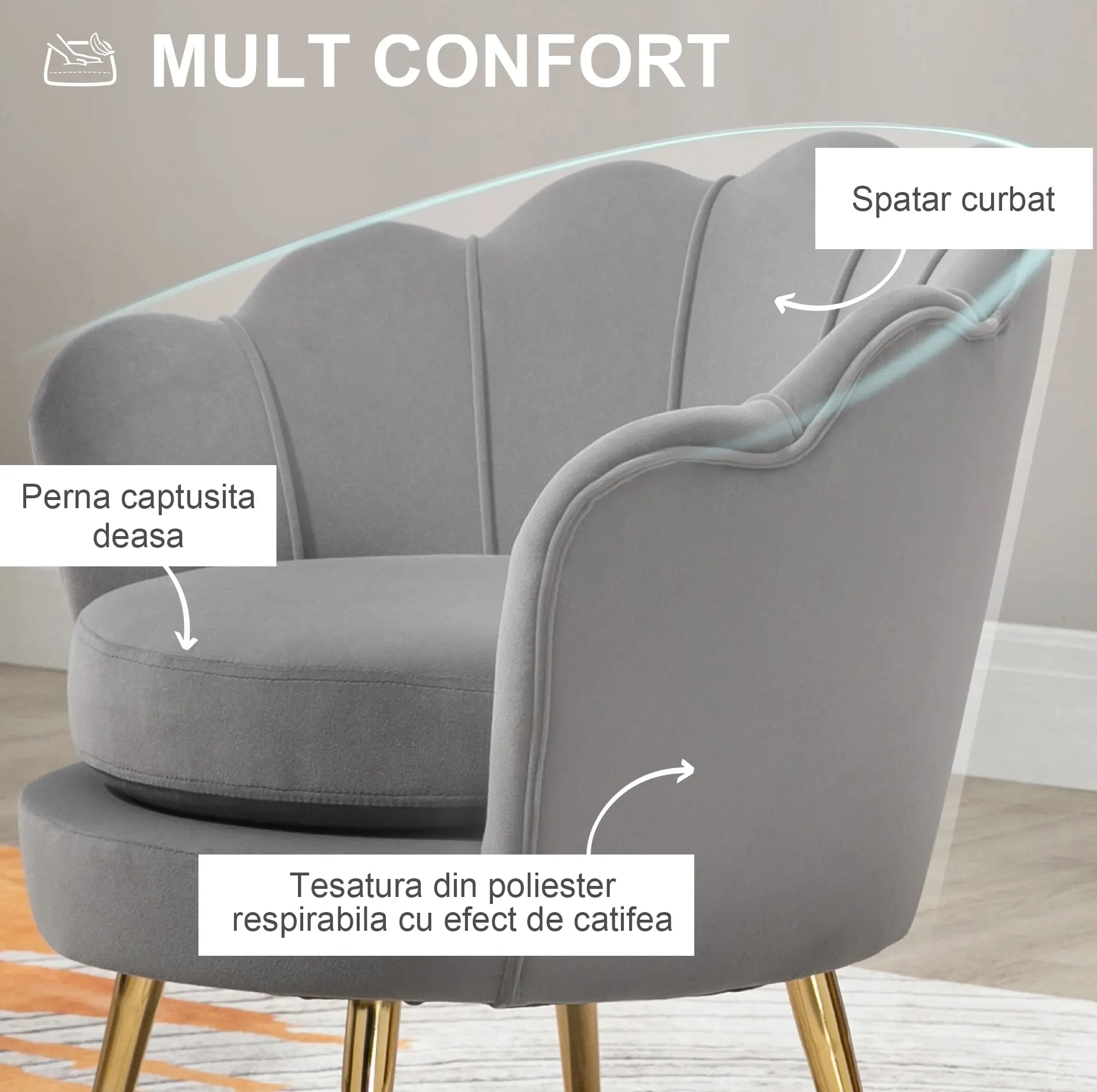 Fotoliu Homcom  839-012GY (Grey) - 3