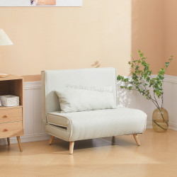 Fotoliu Homcom 839-023CW (Light Beige/Natural Wood)