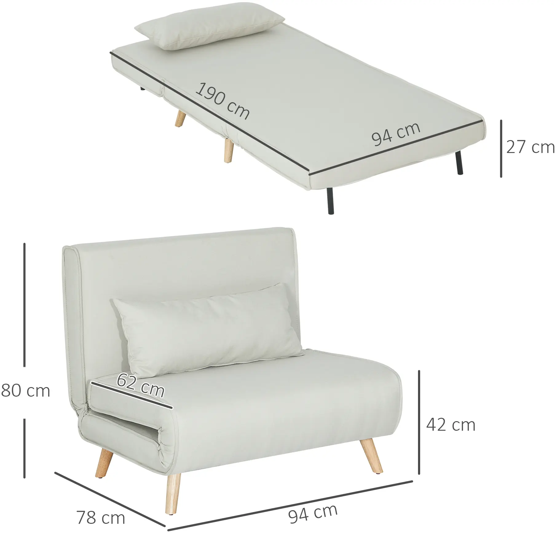 Кресло Homcom 839-023CW (Light Beige/Natural Wood) - 7
