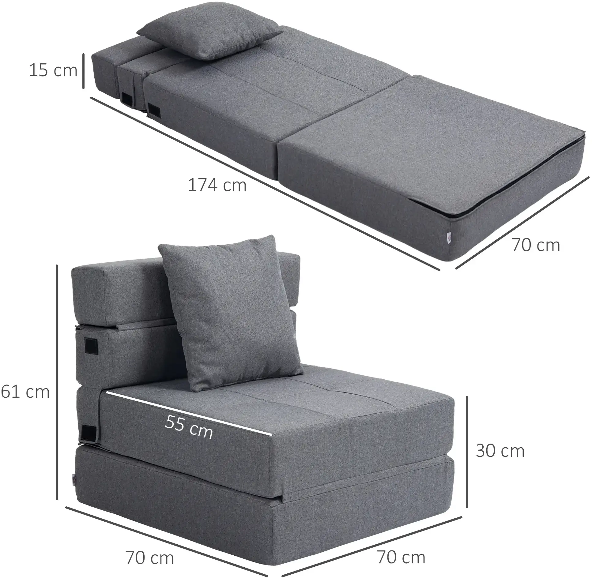 Fotoliu Homcom 839-027V01CG (Grey) - 8