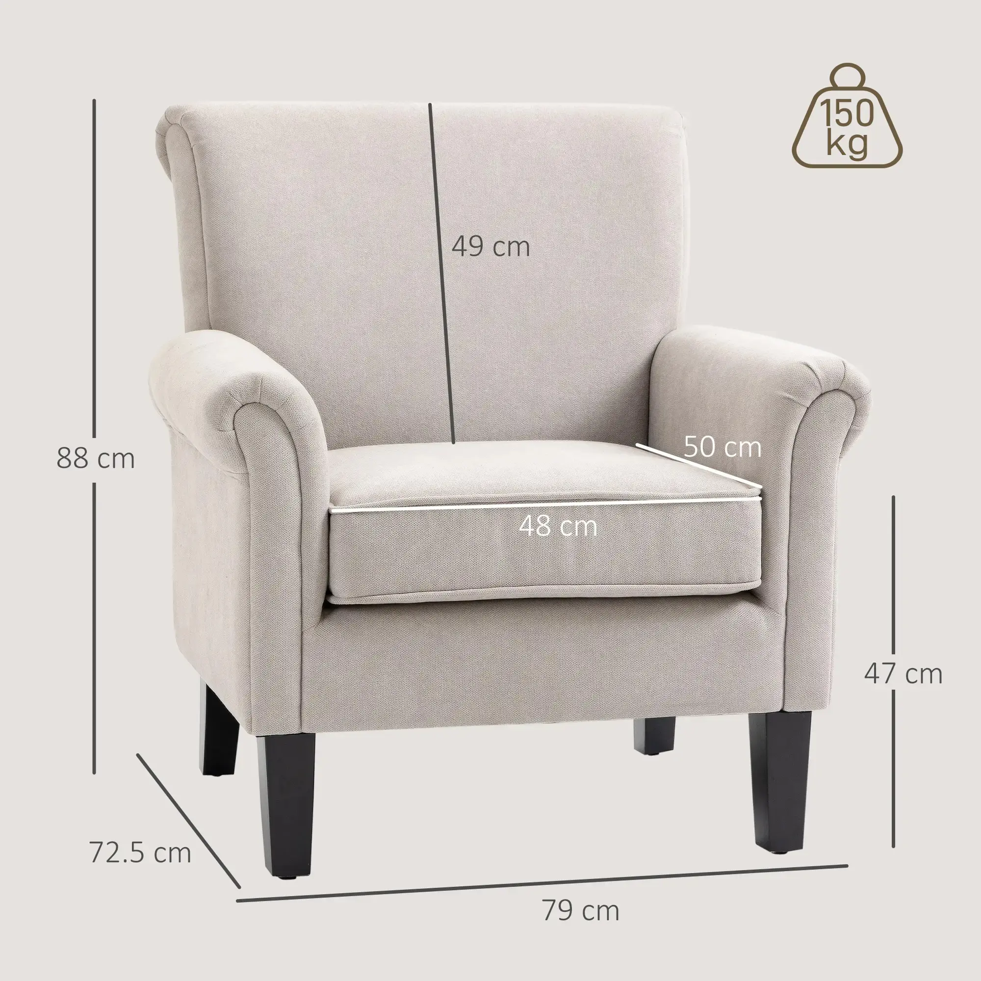 Fotoliu Homcom 839-456V00GY (Grey) - 7