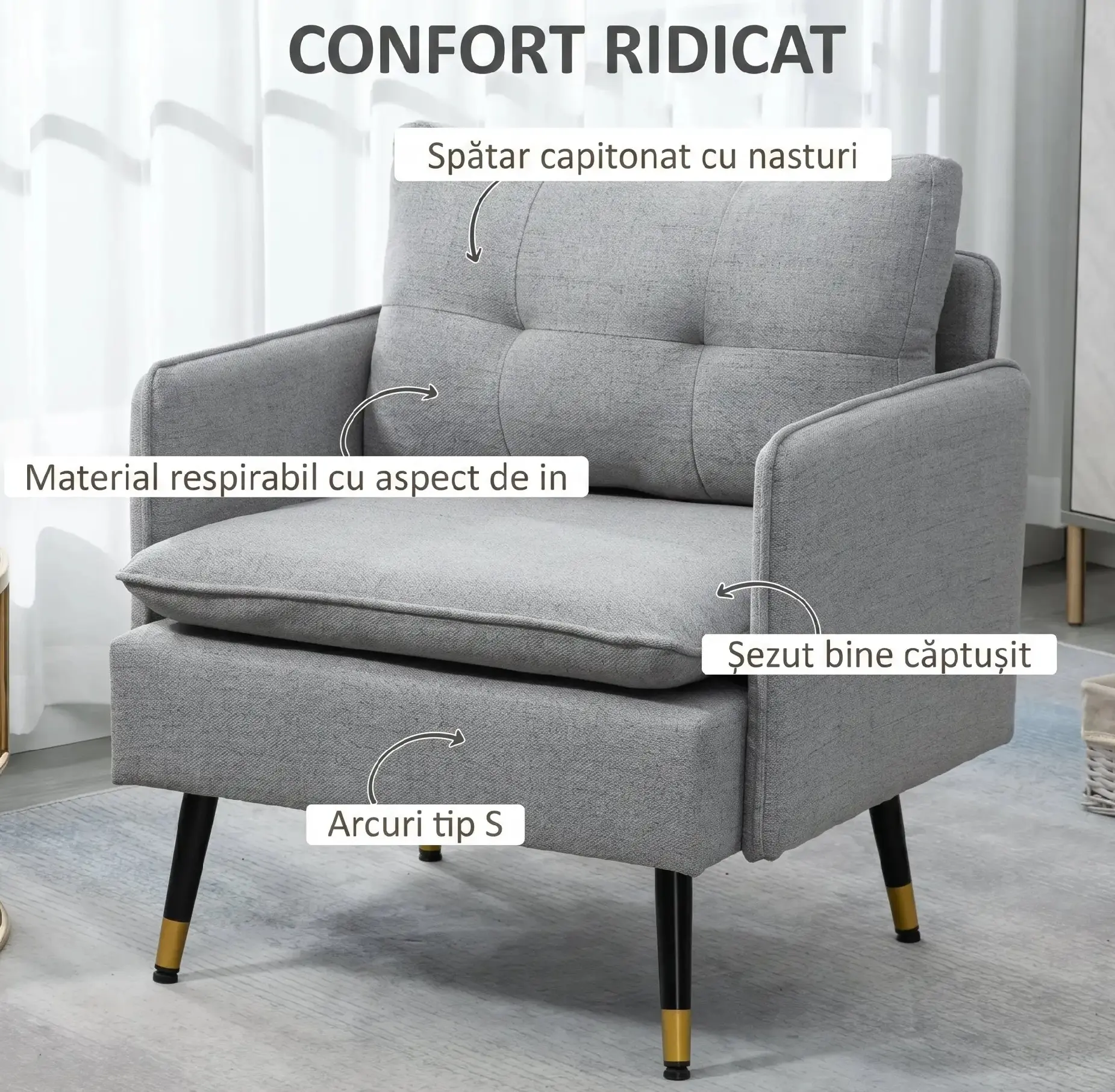 Fotoliu Homcom 839-619V00GY (Grey) - 4