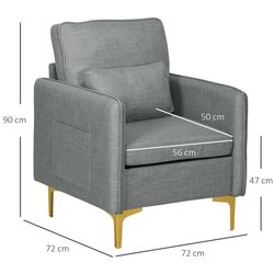 Fotoliu Homcom 839-729V00GY 72x90 cm (Grey/Gold) Thumb