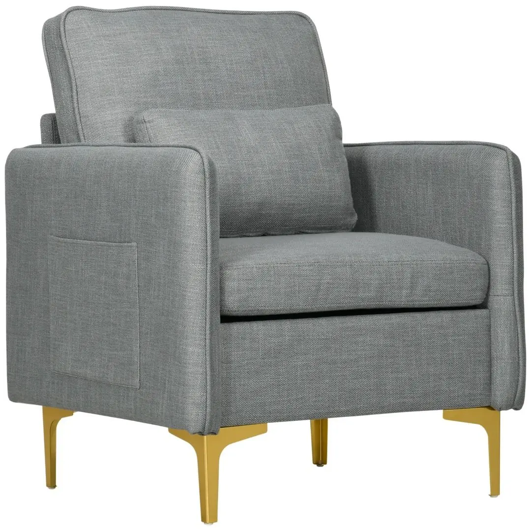 Fotoliu Homcom 839-729V00GY 72x90 cm (Grey/Gold)