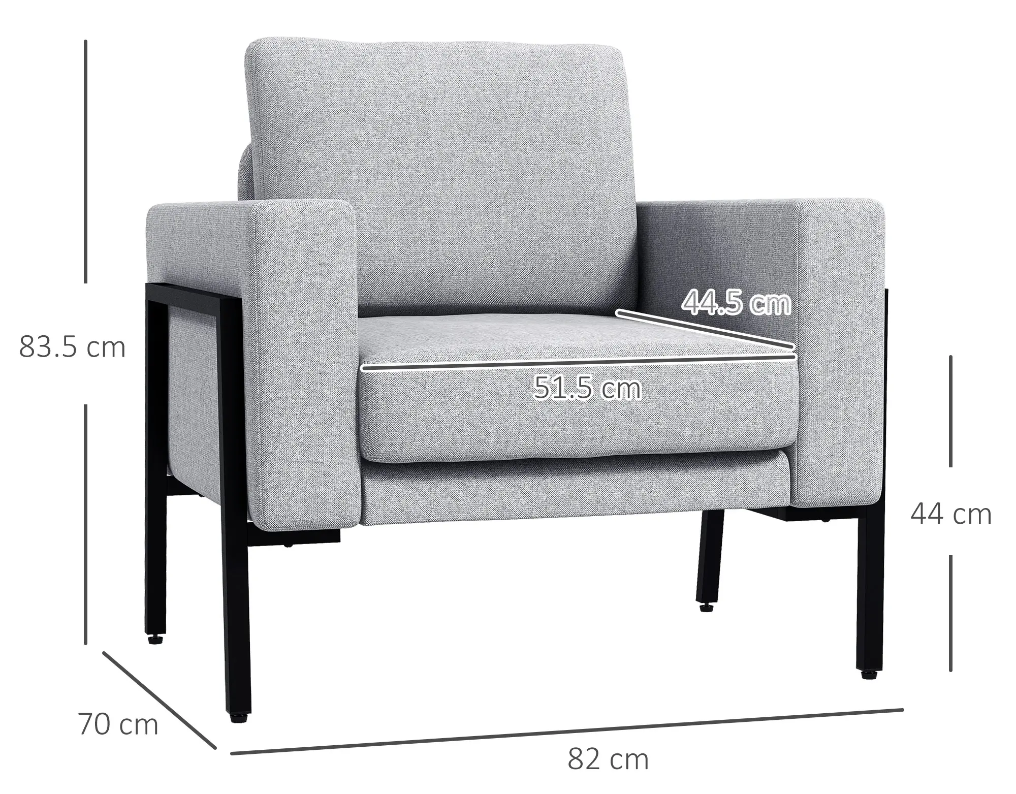 Fotoliu Homcom 839-781V00LG (Light Grey) - 4