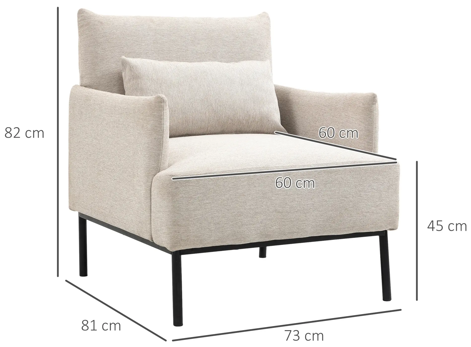 Fotoliu Homcom 839-827V00CW (Cream White) - 4