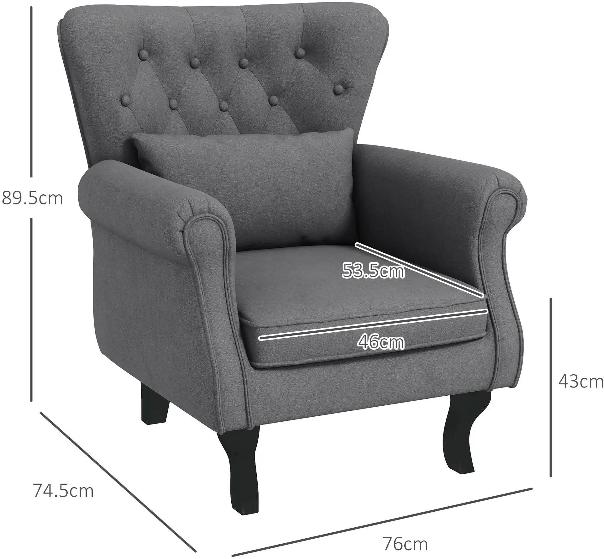 Кресло Homcom 839-919V01CG (Dark Grey/Black) - 6