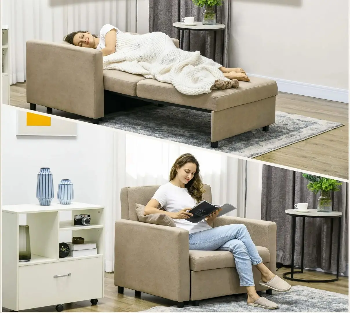 Fotoliu Homcom 83B-009V00LR 100x98x88 cm (Light Brown)