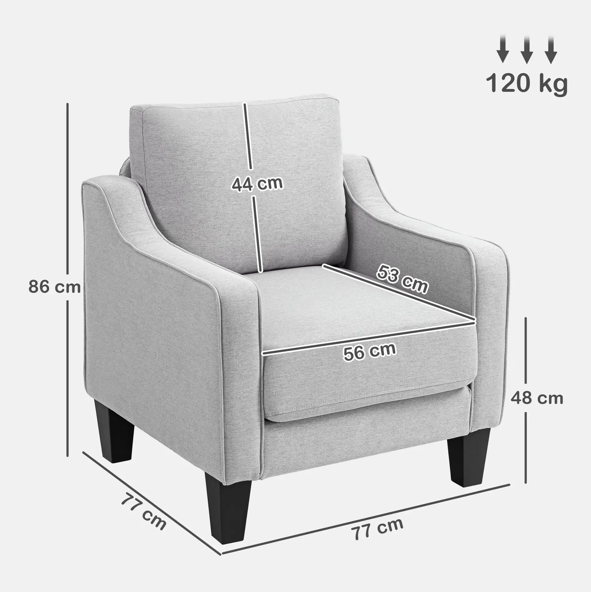 Кресло Homcom 83B-400V00LG (Light Grey) - 4
