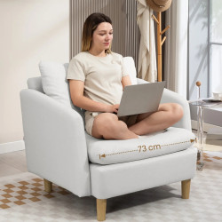 Fotoliu Homcom 83B-419V00CW (White Cream) Thumb