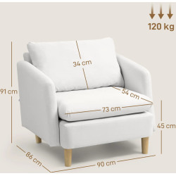 Fotoliu Homcom 83B-419V00CW (White Cream) Thumb