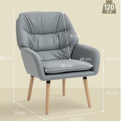 Fotoliu Homcom 83B-621V00GY (Grey/Natural Wood) Thumb