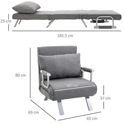 Кресло раскладное Homcom 833-040V01 65x69x80 cm (Dark Grey) Thumb