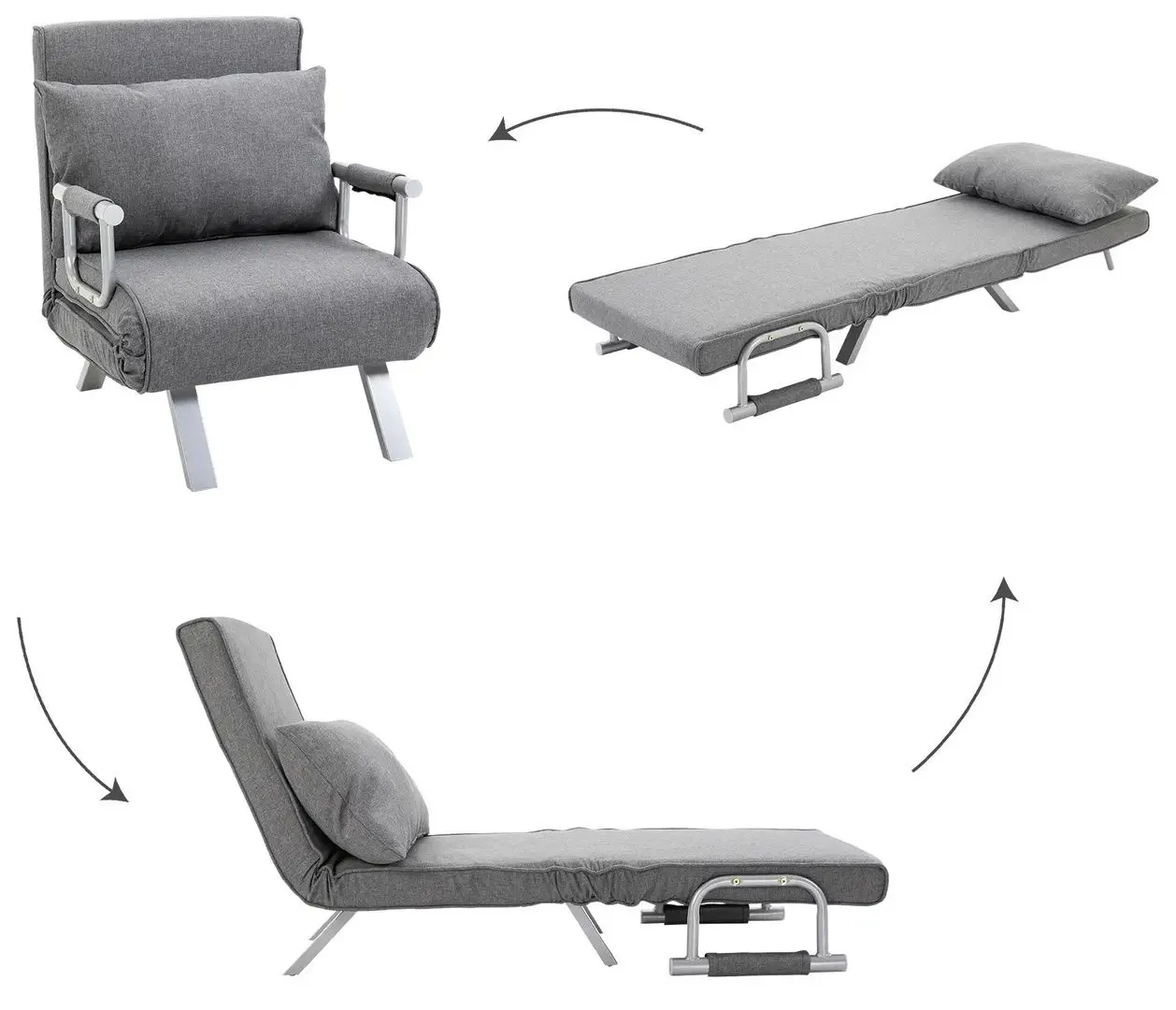 Кресло раскладное Homcom 833-040V01 65x69x80 cm (Dark Grey)