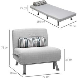 Fotoliu extensibil Homcom 833-066 75x70x75 cm (Grey) Thumb