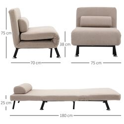 Fotoliu extensibil Homcom 833-066BG 70x75 cm (Beige/Black) Thumb