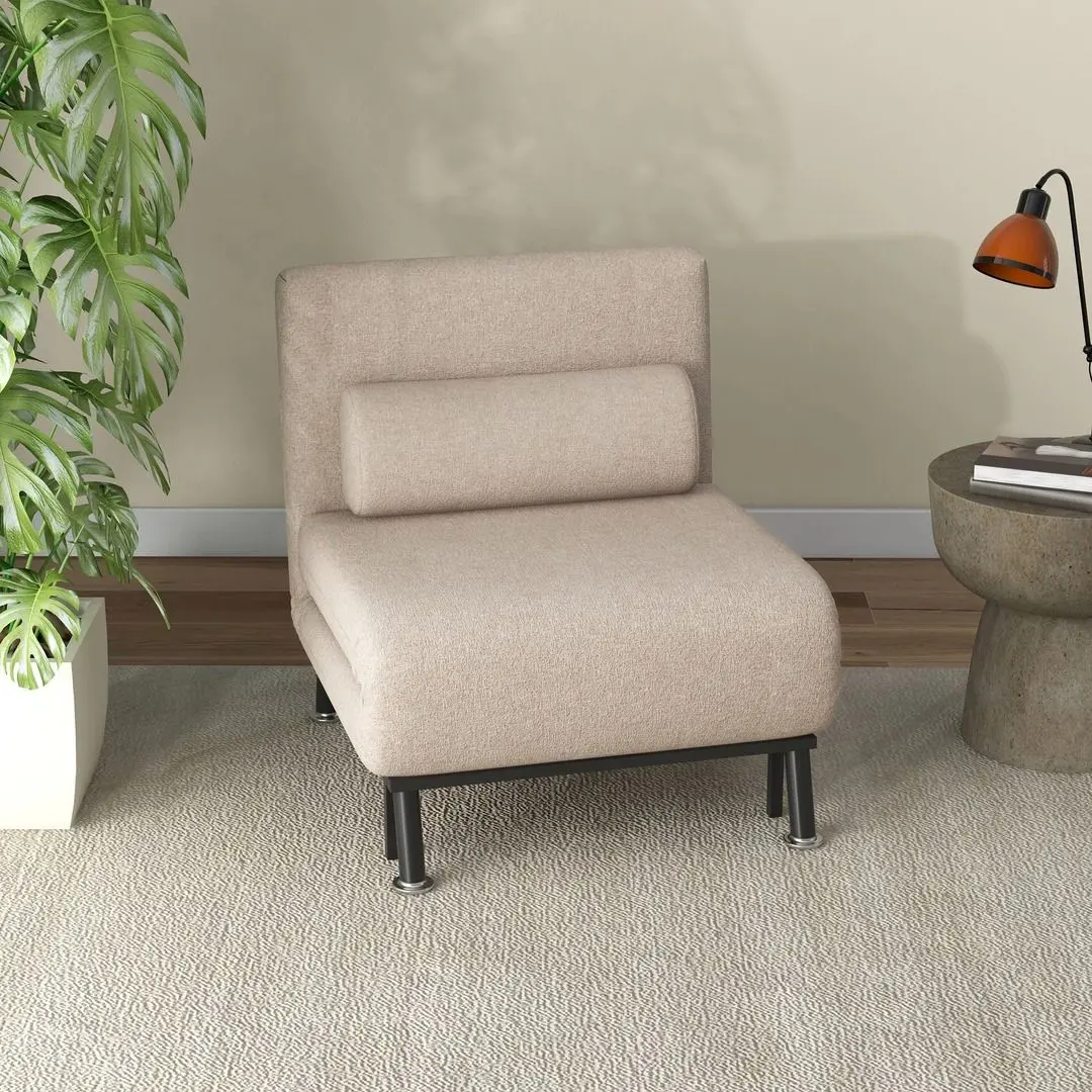 Fotoliu extensibil Homcom 833-066BG 70x75 cm (Beige/Black)