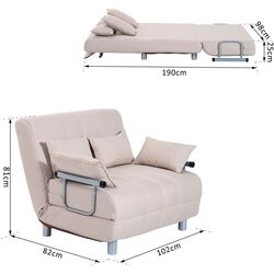 Fotoliu extensibil Homcom 833-079 102x82x81 cm (Cream) Thumb