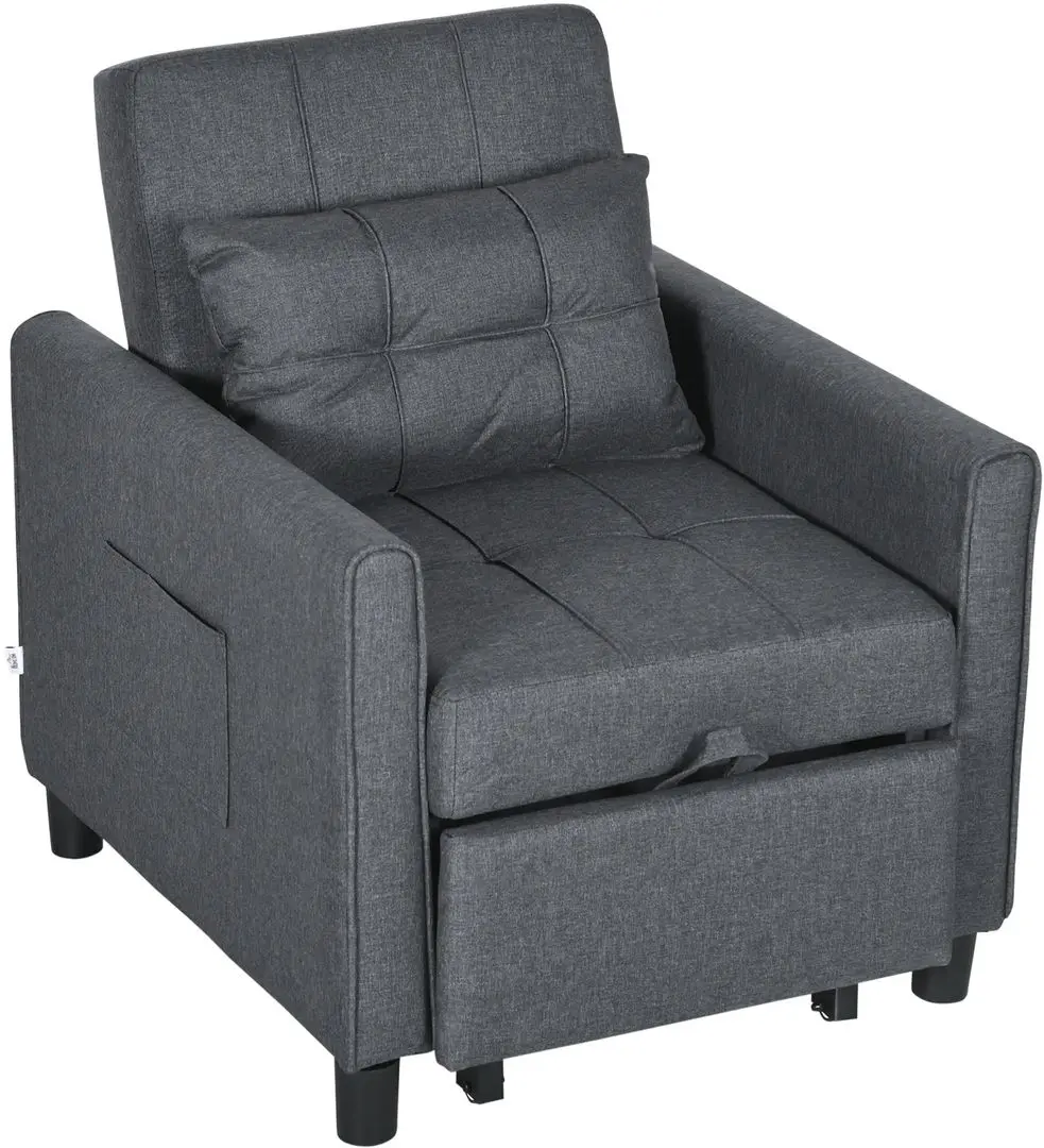 Fotoliu extensibil Homcom 839-670V00GY 69x82x85 cm (Dark Grey/Black)