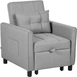 Кресло раскладное Homcom 839-670V00LG 69x82x85 cm (Grey/Black) Thumb