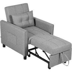 Кресло раскладное Homcom 839-670V00LG 69x82x85 cm (Grey/Black) Thumb