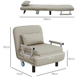 Кресло раскладное Homcom 839-736V00CG 72x78x83 cm (Dark Grey) Thumb