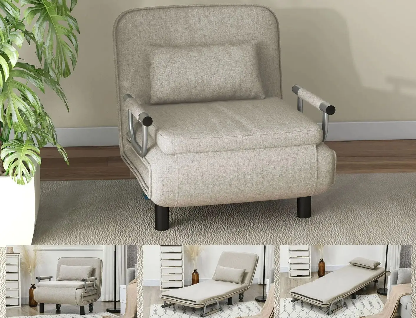 Кресло раскладное Homcom 839-736V00CG 72x78x83 cm (Dark Grey)