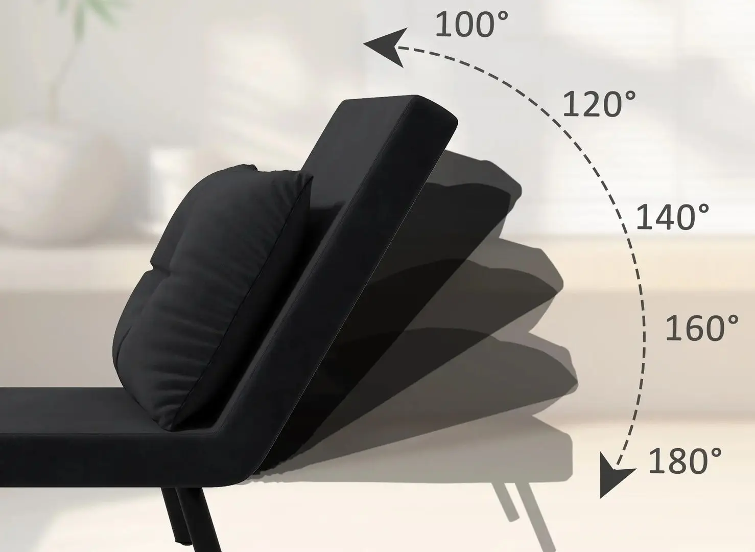 Fotoliu extensibil Homcom 839-834V00BK 63x73x81 cm (Black/Oak) - 3