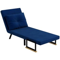 Fotoliu extensibil Homcom 839-834V00BU 63x73x81 cm (Blue/Black/Oak) Thumb