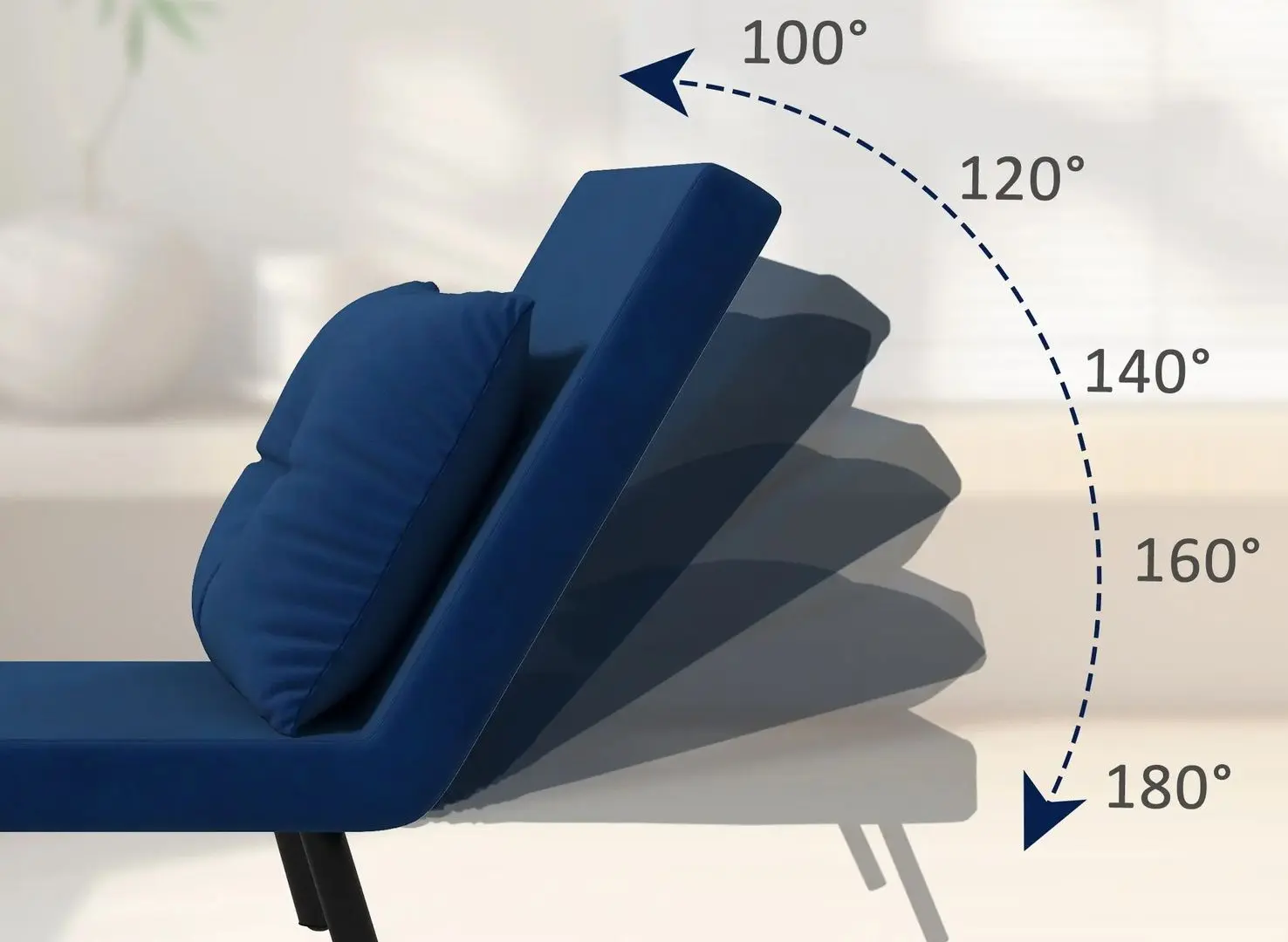 Fotoliu extensibil Homcom 839-834V00BU 63x73x81 cm (Blue/Black/Oak)