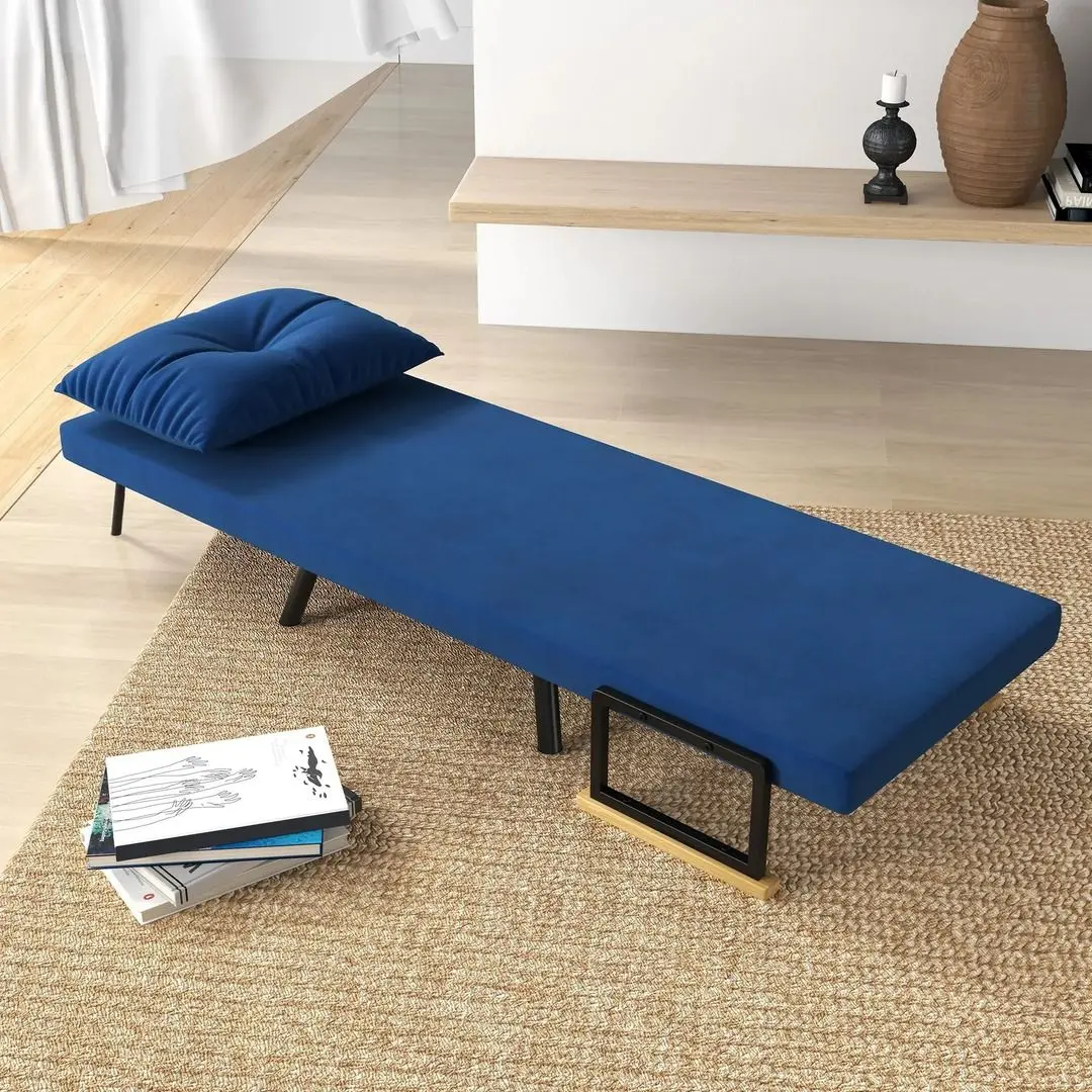 Fotoliu extensibil Homcom 839-834V00BU 63x73x81 cm (Blue/Black/Oak)